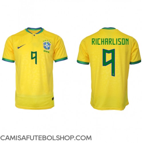 Camisa de time de futebol Brasil Richarlison #9 Replicas 1º Equipamento Mundo 2022 Manga Curta